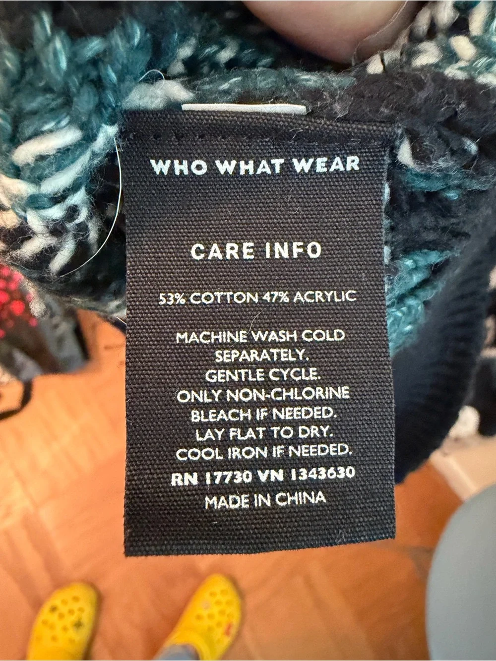 Who What Wear Fair Isle Sweater Black Teal Cream Mock Neck Size M